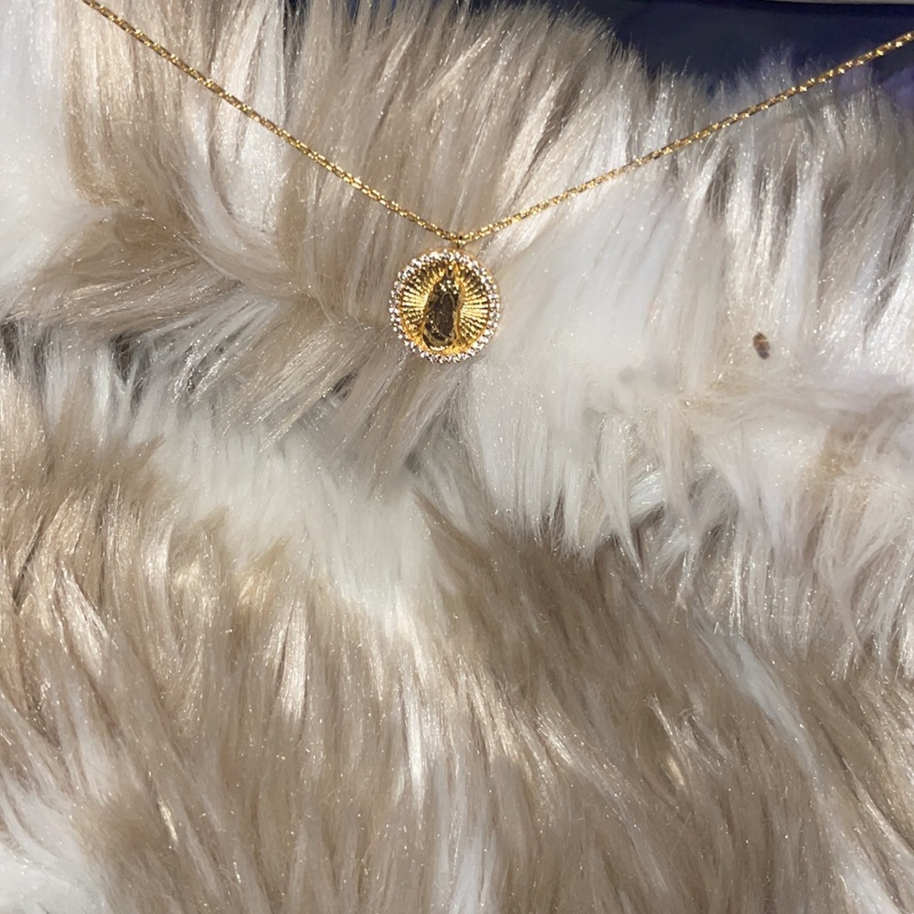 Cubic Zirconia Virgen Mary Necklace
